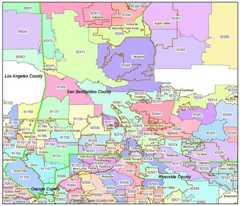 san bernardino zip code map.